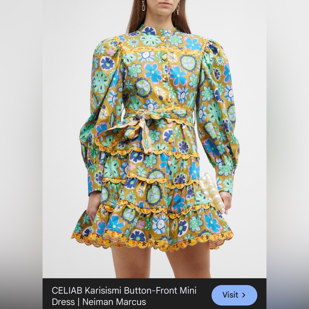 Celia B- NWT Karisismi Buttondown Multicolored Longsleeve Mini Dress - Picture 8 of 8